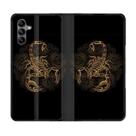 Housse cuir portefeuille Pour Samsung Galaxy A04S Animal Scorpion Fresque