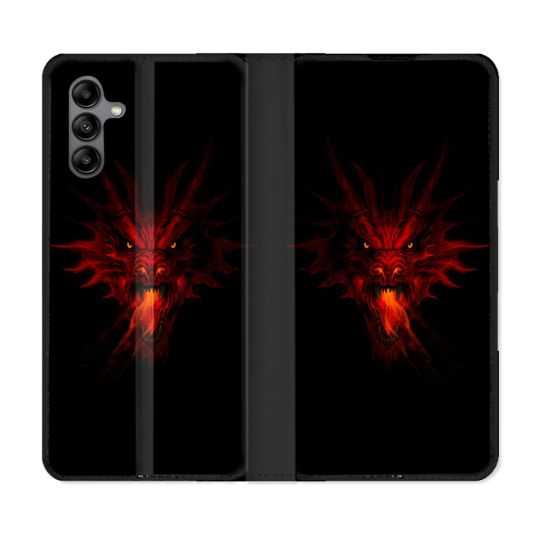 Housse cuir portefeuille Pour Samsung Galaxy A04S Fantastique Dragon Feu