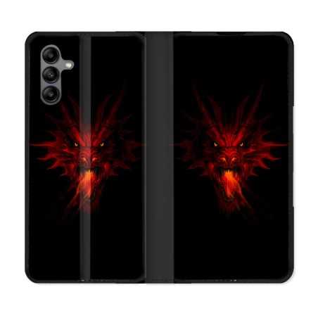 Housse cuir portefeuille Pour Samsung Galaxy A04S Fantastique Dragon Feu