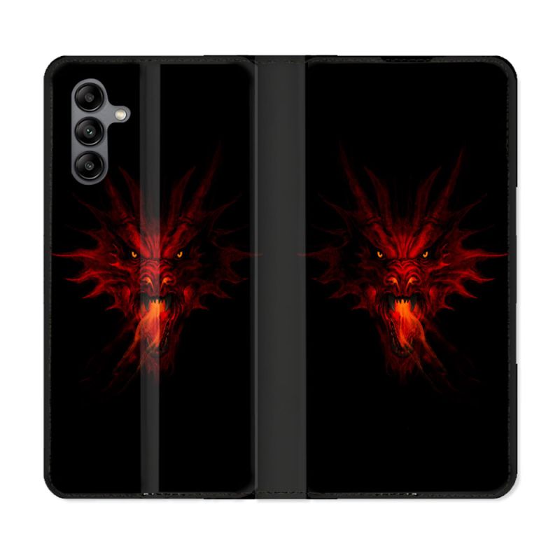 Housse cuir portefeuille Pour Samsung Galaxy A04S Fantastique Dragon Feu