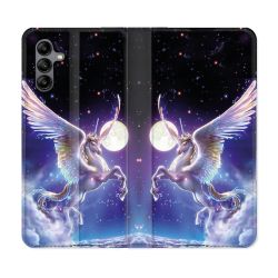Housse cuir portefeuille Pour Samsung Galaxy A04S Fantastique Licorne Céleste