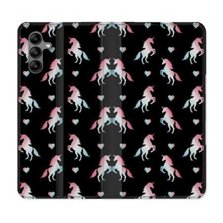 Housse cuir portefeuille Pour Samsung Galaxy A04S Fantastique Licorne Pattern