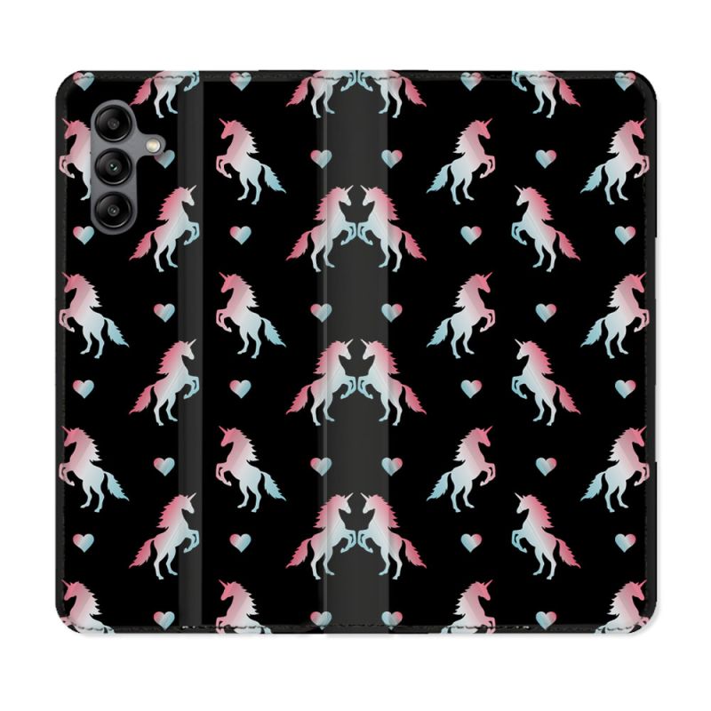 Housse cuir portefeuille Pour Samsung Galaxy A04S Fantastique Licorne Pattern