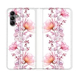 Housse cuir portefeuille Pour Samsung Galaxy A04S Fleur Eclosion