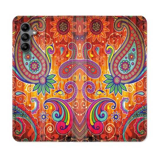 Housse cuir portefeuille Pour Samsung Galaxy A04S Fleur Psychedelic
