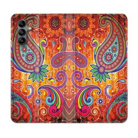Housse cuir portefeuille Pour Samsung Galaxy A04S Fleur Psychedelic