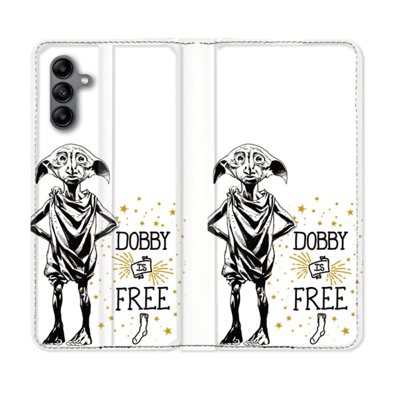Housse cuir portefeuille Pour Samsung Galaxy A04S Harry Potter Dobby Free Blanc