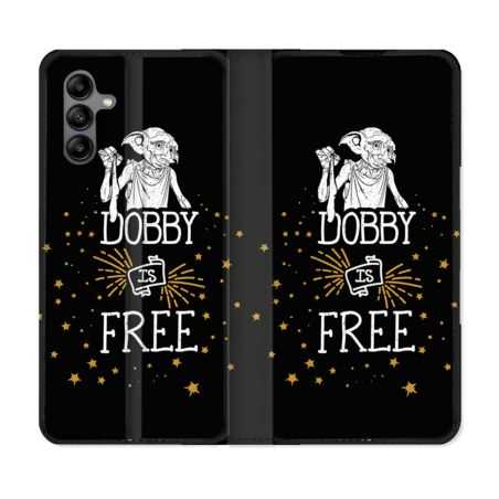 Housse cuir portefeuille Pour Samsung Galaxy A04S Harry Potter Dobby Free Noir