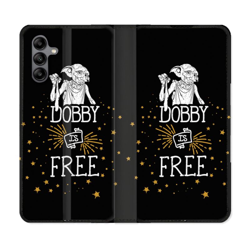 Housse cuir portefeuille Pour Samsung Galaxy A04S Harry Potter Dobby Free Noir