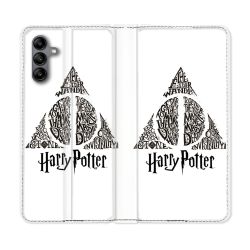 Housse cuir portefeuille Pour Samsung Galaxy A04S Harry Potter Hollows triangle Blanc