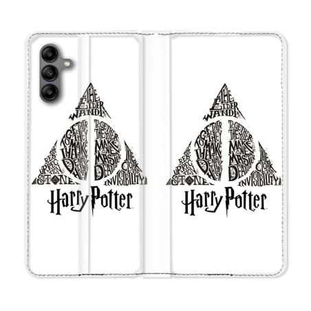 Housse cuir portefeuille Pour Samsung Galaxy A04S Harry Potter Hollows triangle Blanc