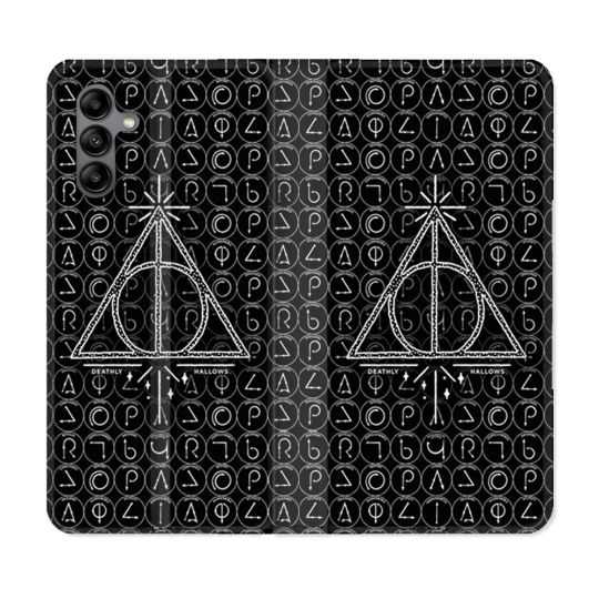 Housse cuir portefeuille Pour Samsung Galaxy A04S Harry Potter Hollows Triangle Noir