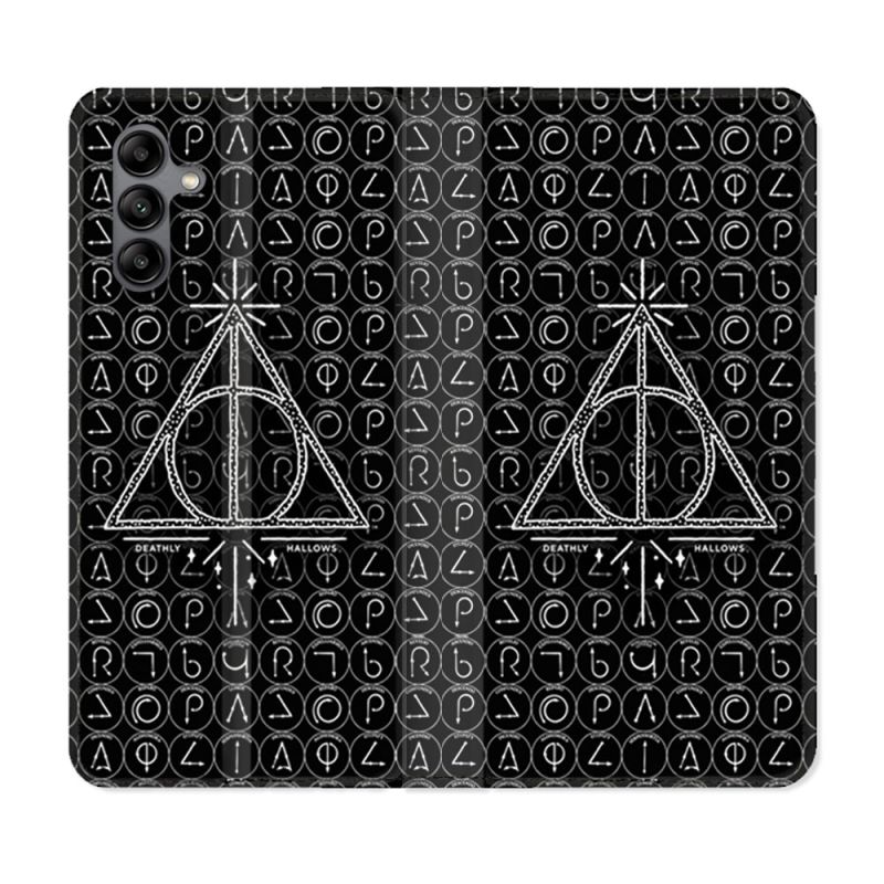 Housse cuir portefeuille Pour Samsung Galaxy A04S Harry Potter Hollows Triangle Noir