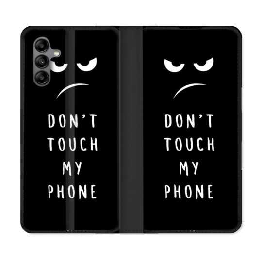 Housse cuir portefeuille Pour Samsung Galaxy A04S Humour Don't Touch