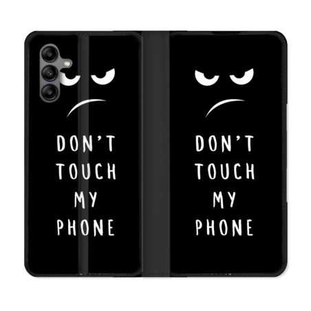 Housse cuir portefeuille Pour Samsung Galaxy A04S Humour Don't Touch