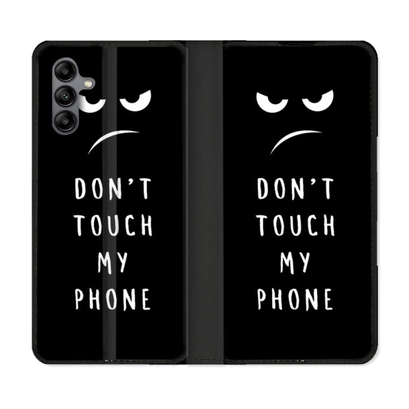 Housse cuir portefeuille Pour Samsung Galaxy A04S Humour Don't Touch