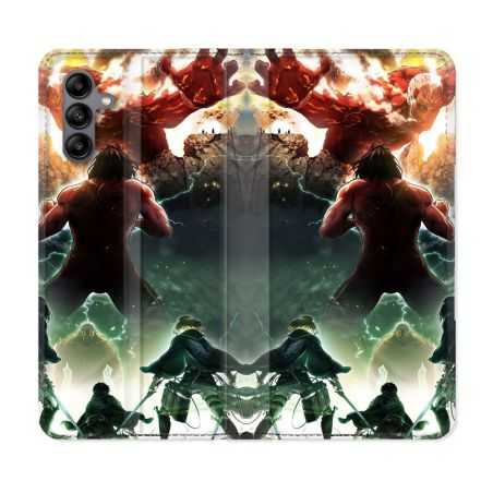 Housse cuir portefeuille Pour Samsung Galaxy A04S Manga Attaque Titans Combat