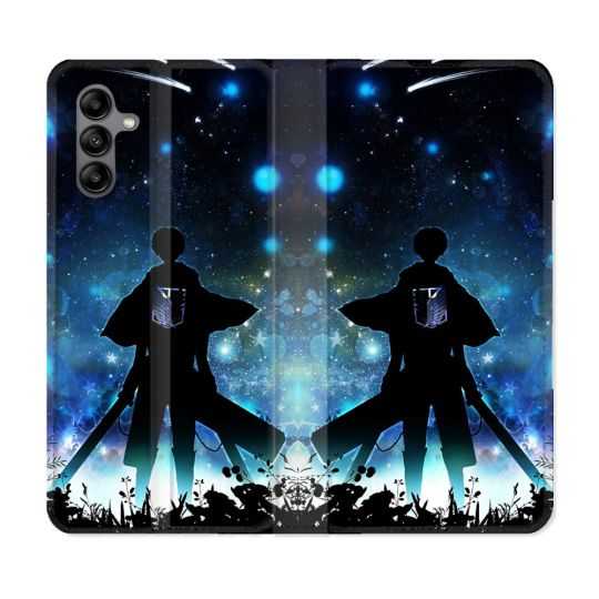 Housse cuir portefeuille Pour Samsung Galaxy A04S Manga Attaque Titans Levi