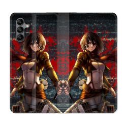 Housse cuir portefeuille Pour Samsung Galaxy A04S Manga Attaque Titans Mikasa