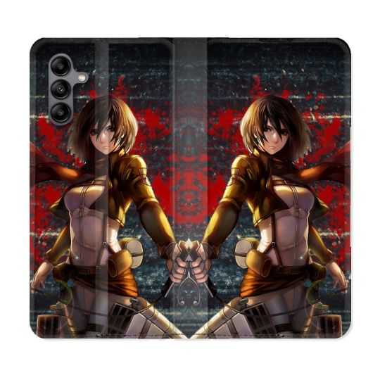 Housse cuir portefeuille Pour Samsung Galaxy A04S Manga Attaque Titans Mikasa