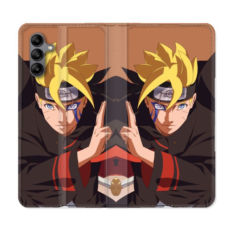Housse cuir portefeuille Pour Samsung Galaxy A04S Manga Boruto Signe