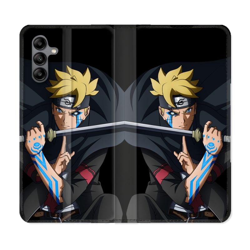 Housse cuir portefeuille Pour Samsung Galaxy A04S Manga Boruto Tatouage