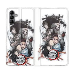 Housse cuir portefeuille Pour Samsung Galaxy A04S Manga Demon Slayer Blanc
