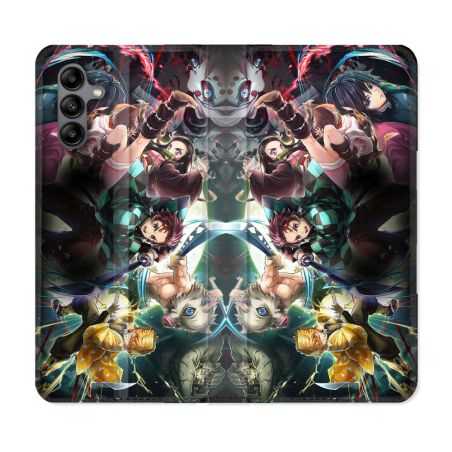 Housse cuir portefeuille Pour Samsung Galaxy A04S Manga Demon Slayer Groupe