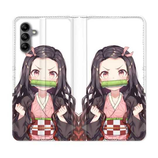 Housse cuir portefeuille Pour Samsung Galaxy A04S Manga Demon Slayer Nezuko