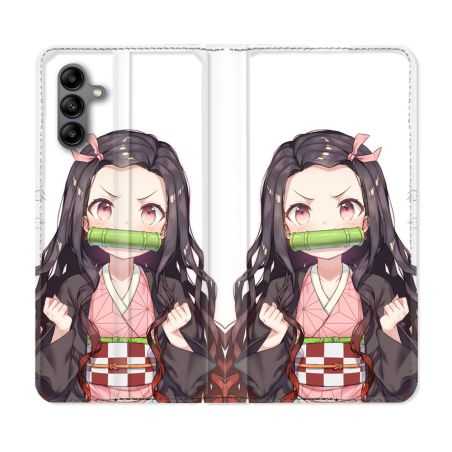 Housse cuir portefeuille Pour Samsung Galaxy A04S Manga Demon Slayer Nezuko