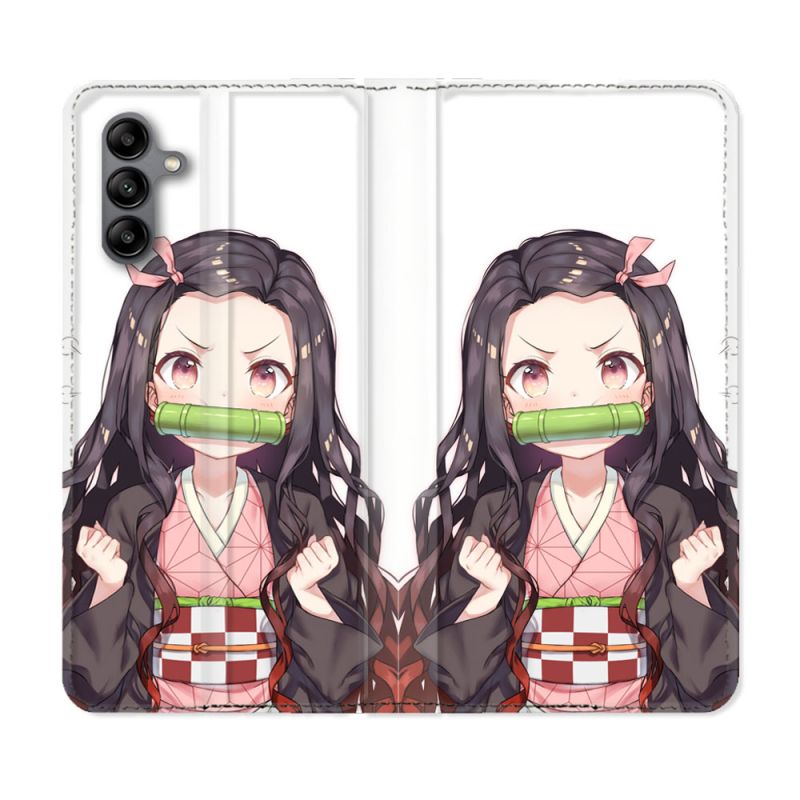 Housse cuir portefeuille Pour Samsung Galaxy A04S Manga Demon Slayer Nezuko