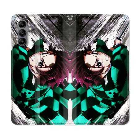 Housse cuir portefeuille Pour Samsung Galaxy A04S Manga Demon Slayer Tanjiro