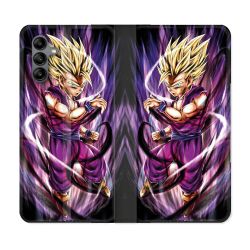 Housse cuir portefeuille Pour Samsung Galaxy A04S Manga Dragon Ball Sangohan Violet