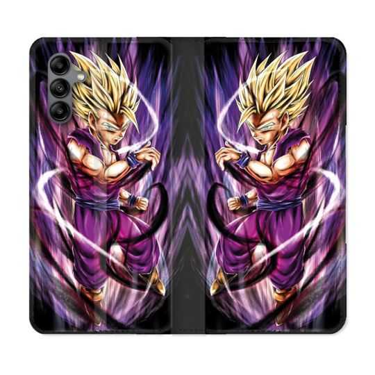 Housse cuir portefeuille Pour Samsung Galaxy A04S Manga Dragon Ball Sangohan Violet