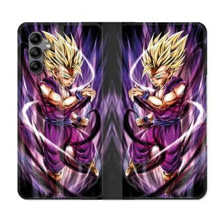 Housse cuir portefeuille Pour Samsung Galaxy A04S Manga Dragon Ball Sangohan Violet
