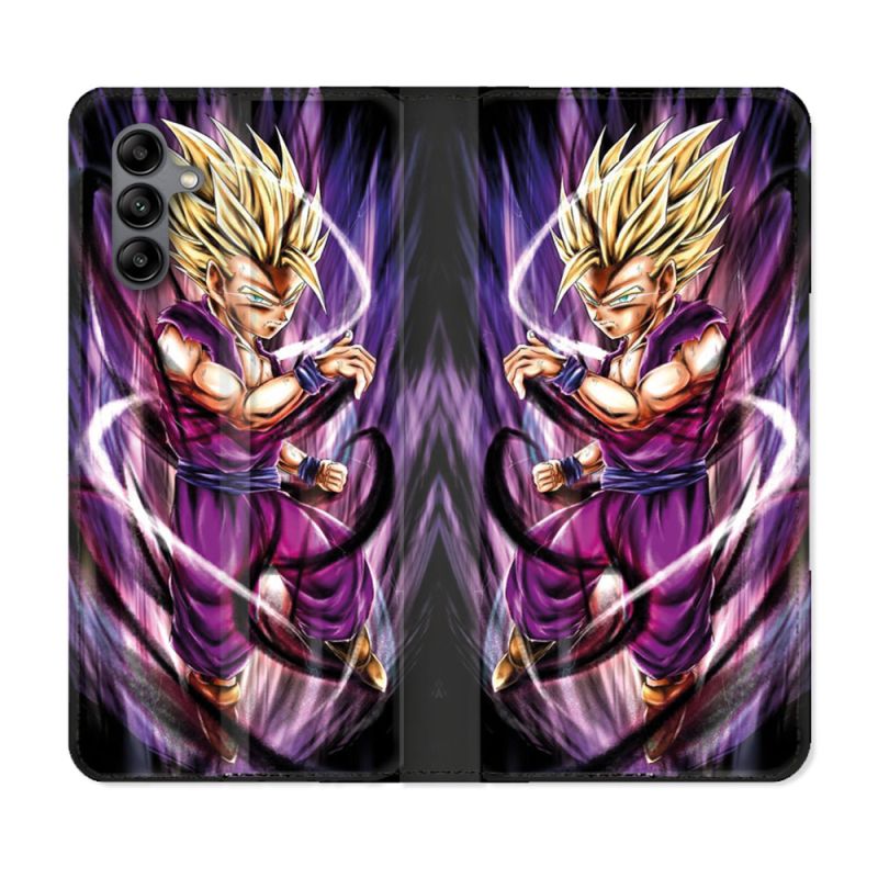Housse cuir portefeuille Pour Samsung Galaxy A04S Manga Dragon Ball Sangohan Violet