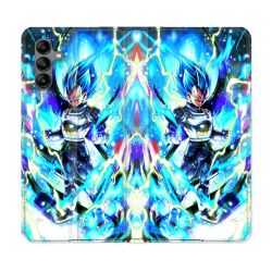 Housse cuir portefeuille Pour Samsung Galaxy A04S Manga Dragon Ball Vegeta Bleu