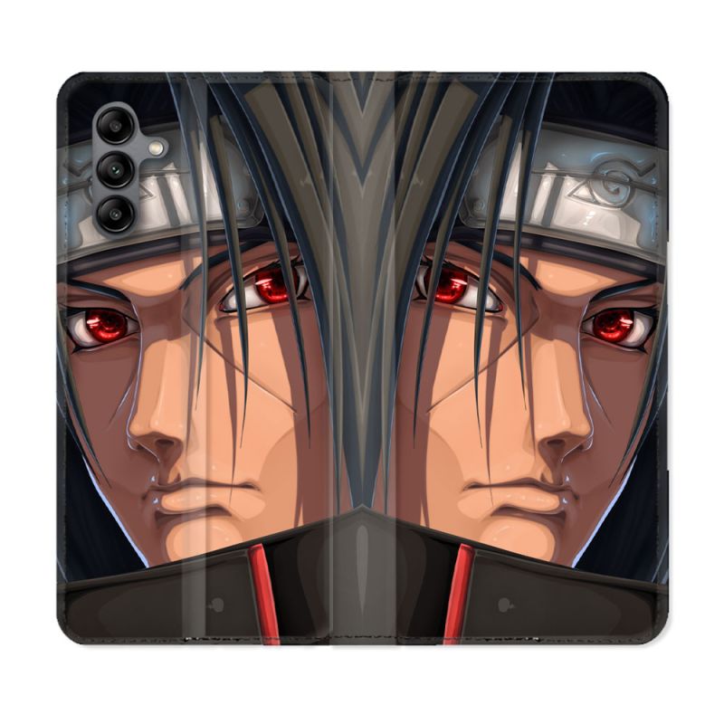 Housse cuir portefeuille Pour Samsung Galaxy A04S Manga Naruto Itachi Visage