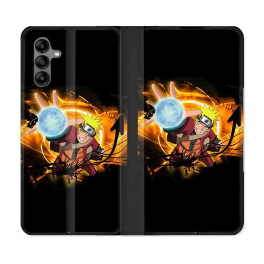 Housse cuir portefeuille Pour Samsung Galaxy A04S Manga Naruto Noir