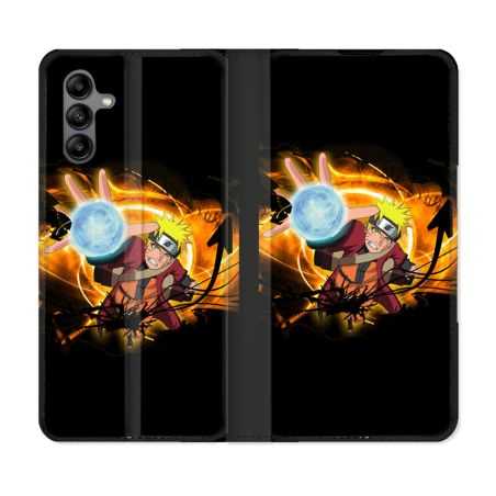 Housse cuir portefeuille Pour Samsung Galaxy A04S Manga Naruto Noir