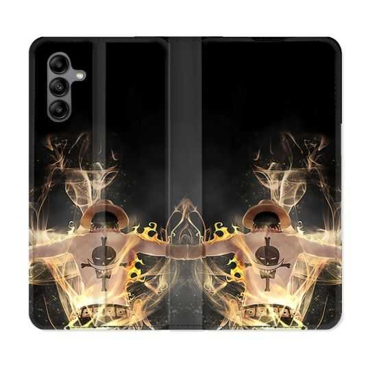 Housse cuir portefeuille Pour Samsung Galaxy A04S Manga One Piece Ace Noir