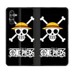 Housse cuir portefeuille Pour Samsung Galaxy A04S Manga One Piece Tete de Mort