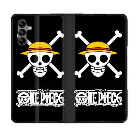 Housse cuir portefeuille Pour Samsung Galaxy A04S Manga One Piece Tete de Mort