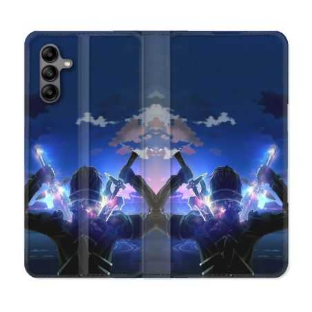 Housse cuir portefeuille Pour Samsung Galaxy A04S Manga SAO sword Art Online Epee