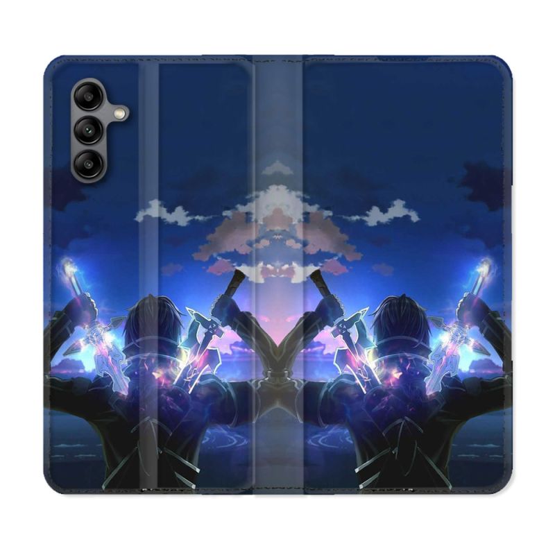 Housse cuir portefeuille Pour Samsung Galaxy A04S Manga SAO sword Art Online Epee