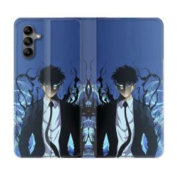 Housse cuir portefeuille Pour Samsung Galaxy A04S Manga Solo Leveling Sung Bleu