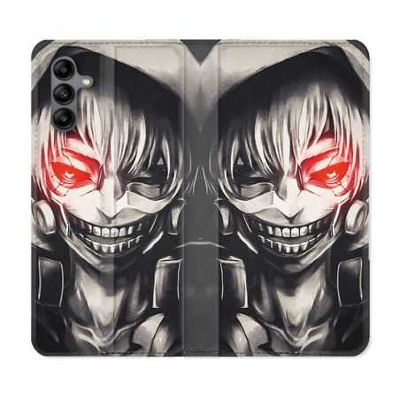 Housse cuir portefeuille Pour Samsung Galaxy A04S Manga Tokyo Ghoul Kaneki Noir
