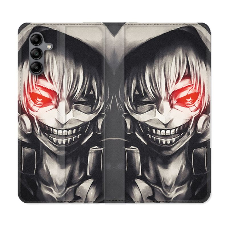 Housse cuir portefeuille Pour Samsung Galaxy A04S Manga Tokyo Ghoul Kaneki Noir