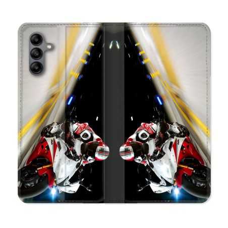 Housse cuir portefeuille Pour Samsung Galaxy A04S Moto Course GP R6