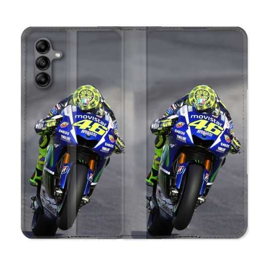 Housse cuir portefeuille Pour Samsung Galaxy A04S Moto Course GP Wheeling 46
